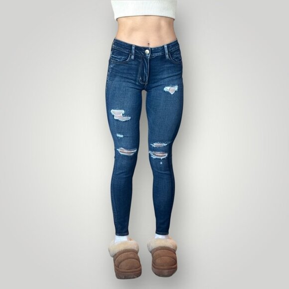 American Eagle 360 Super Stretch Skinny Jeans Womens Mid Rise Distressed Denim - Picture 1 of 10